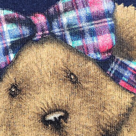Vintage 90s Teddy-Bear Sweatshirt Womens Large 19x24 Blue - Picture 10 of 12